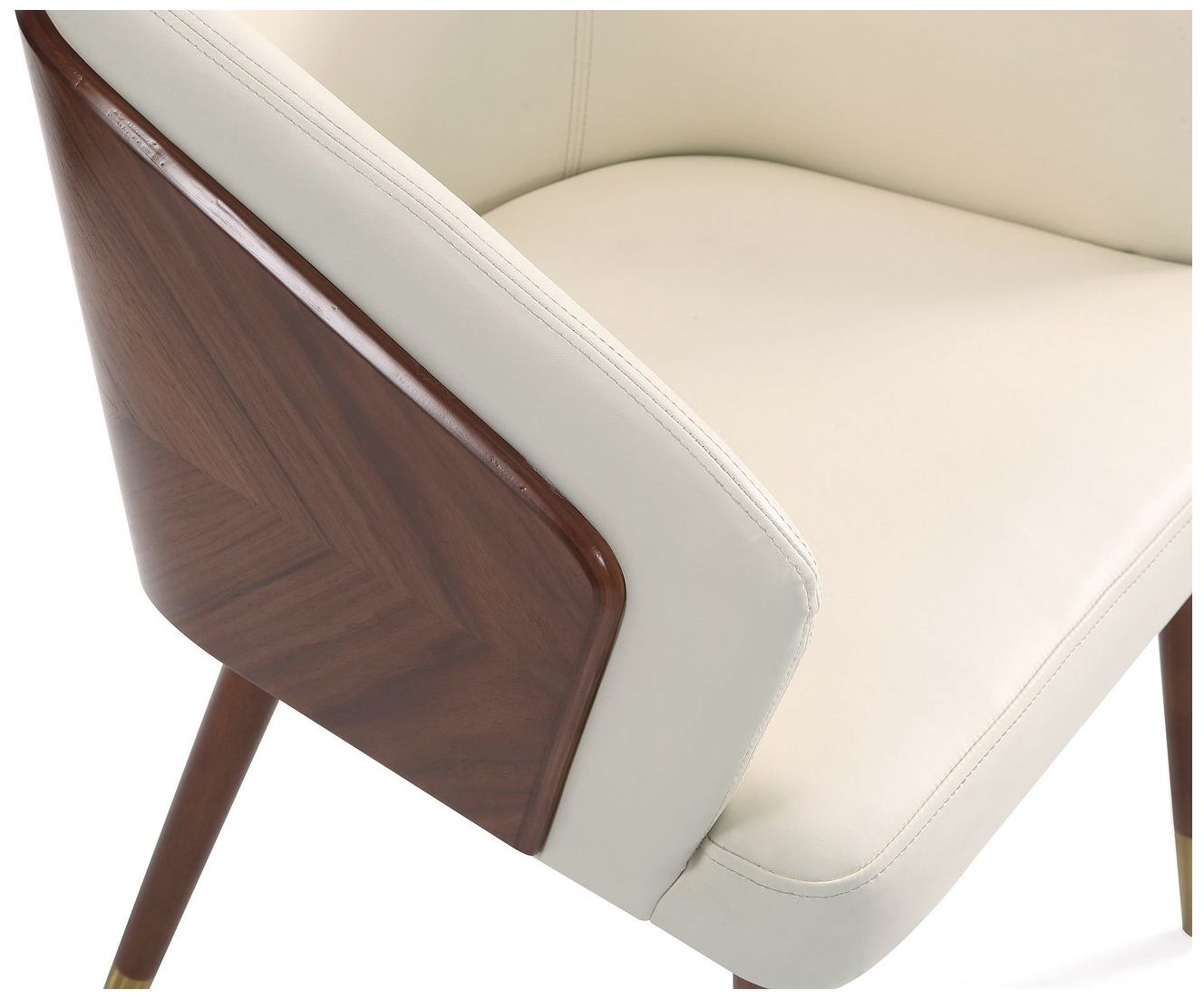 Image 5 Modern Reeva Dining Chair in Walnut and Cream Leatherette more views