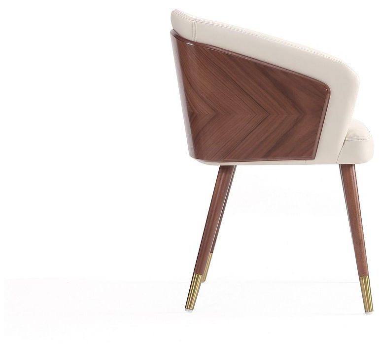 Image 6 Modern Reeva Dining Chair in Walnut and Cream Leatherette more views