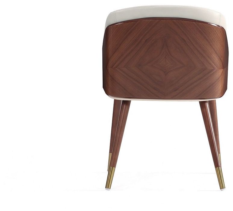 Modern Reeva Dining Chair in Walnut and Cream Leatherette