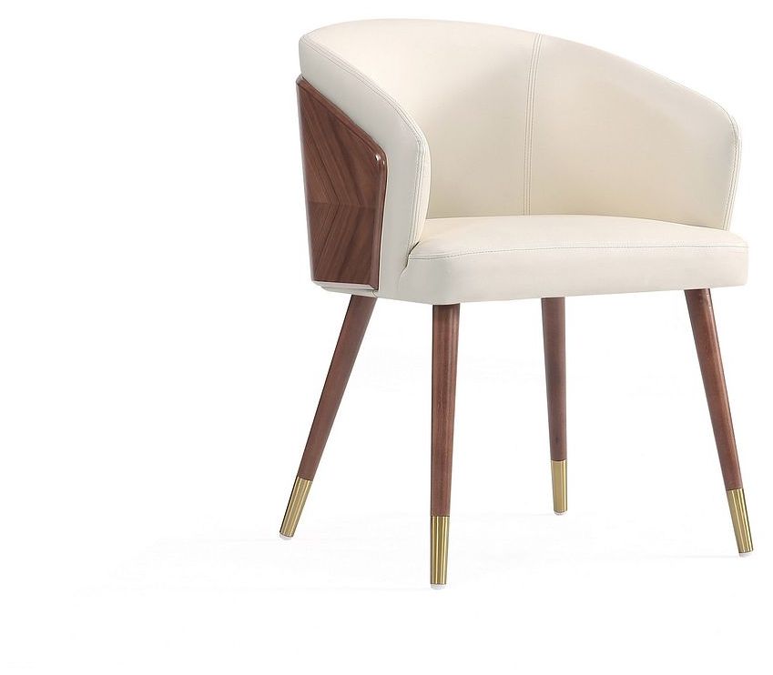 Modern Reeva Dining Chair in Walnut and Cream Leatherette