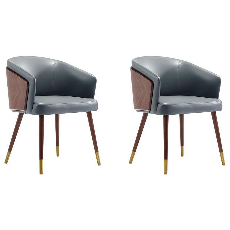 Image 1 Modern Reeva Dining Chair in Walnut and Graphite Grey Leatherette- Set of 2