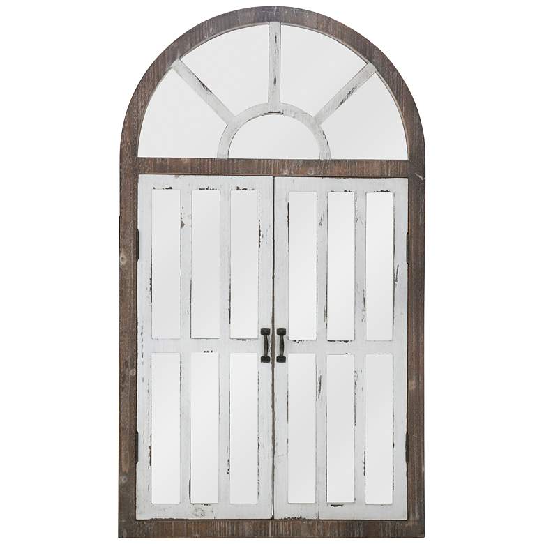 Image 1 Modern Reflection Wood and White 26" x 45" Arch Wall Mirror