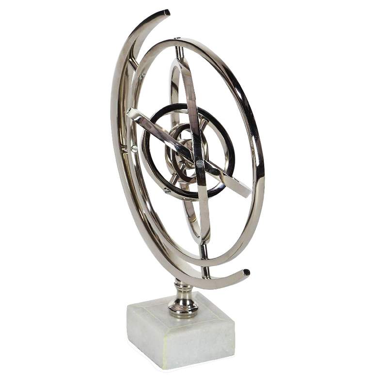 Image 3 Modern Reflections 13 inch High Silver Armillary Sphere Modern Sculpture more views