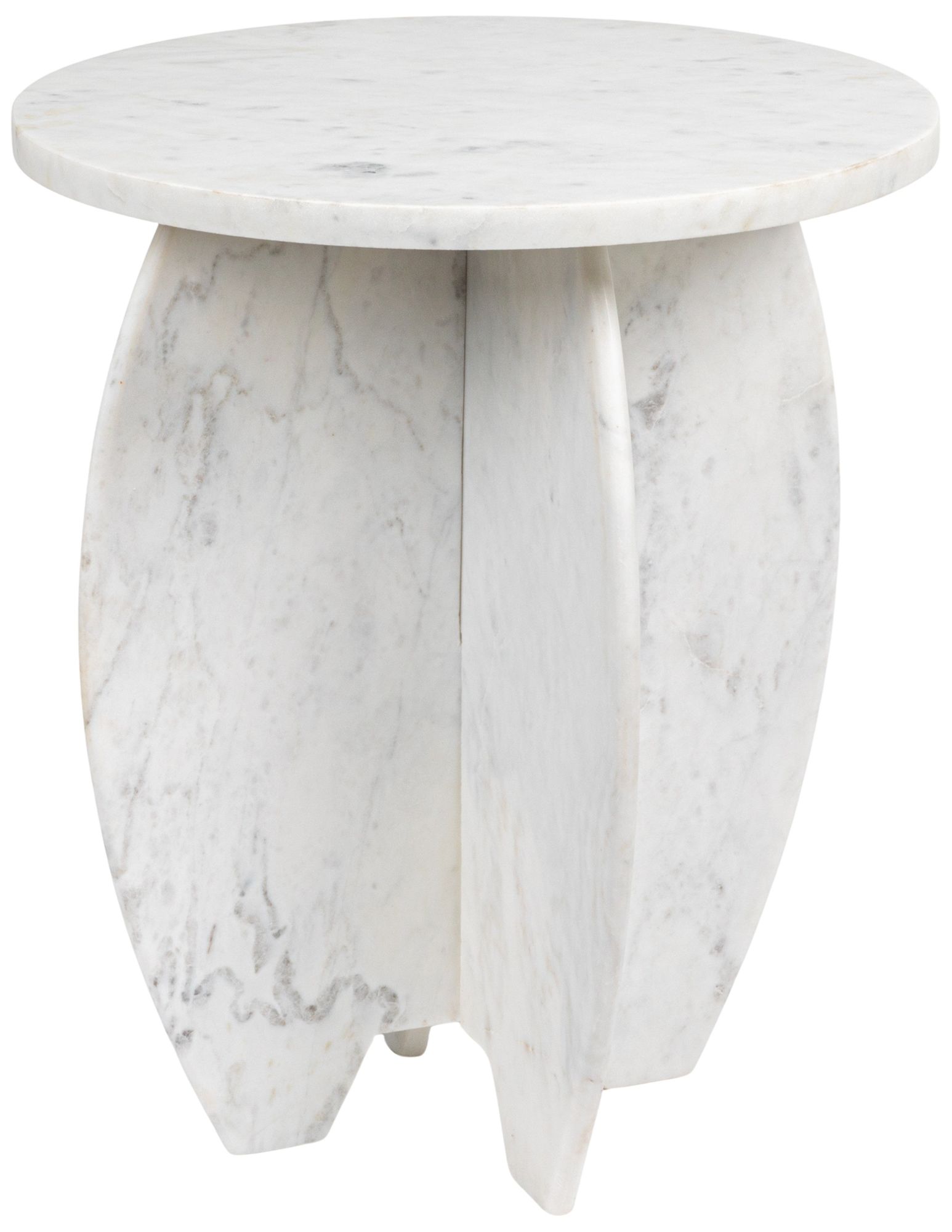 Image 2 Modern Sculptural Marble Table with Interlocking Base, White
