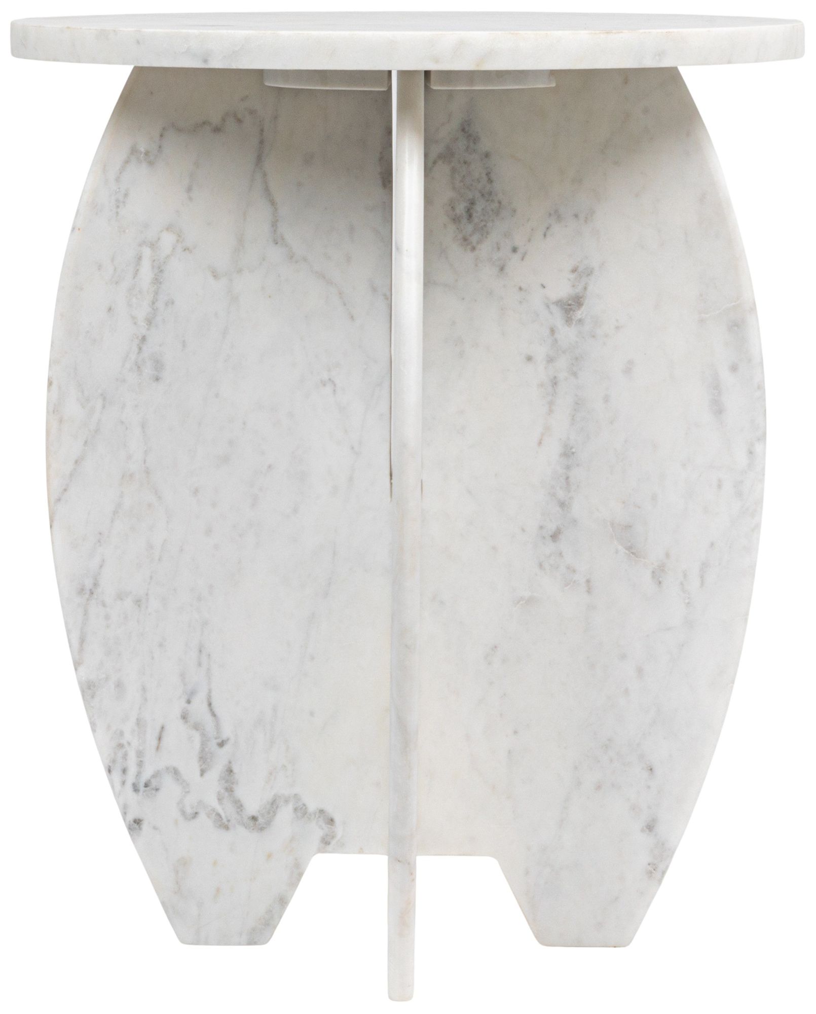 Image 6 Modern Sculptural Marble Table with Interlocking Base, White more views