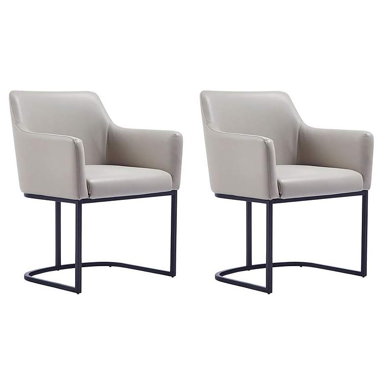 Image 1 Modern Serena Dining Armchair in Leatherette in Light Grey - Set of 2