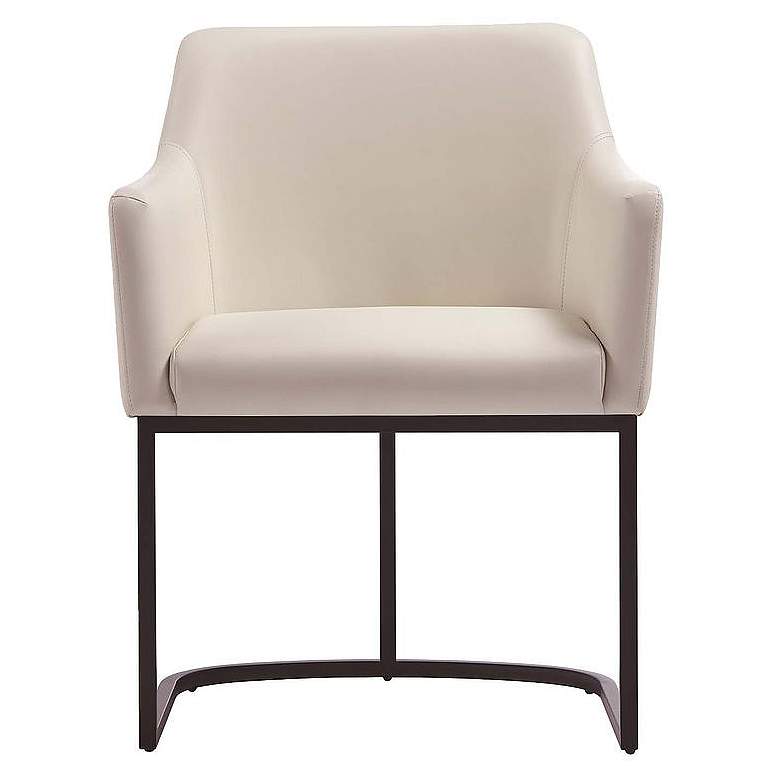 Image 1 Modern Serena Dining Armchair in Leatherette with Steel Legs in Cream