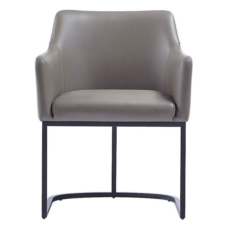 Image 1 Modern Serena Dining Armchair in Leatherette with Steel Legs in Grey