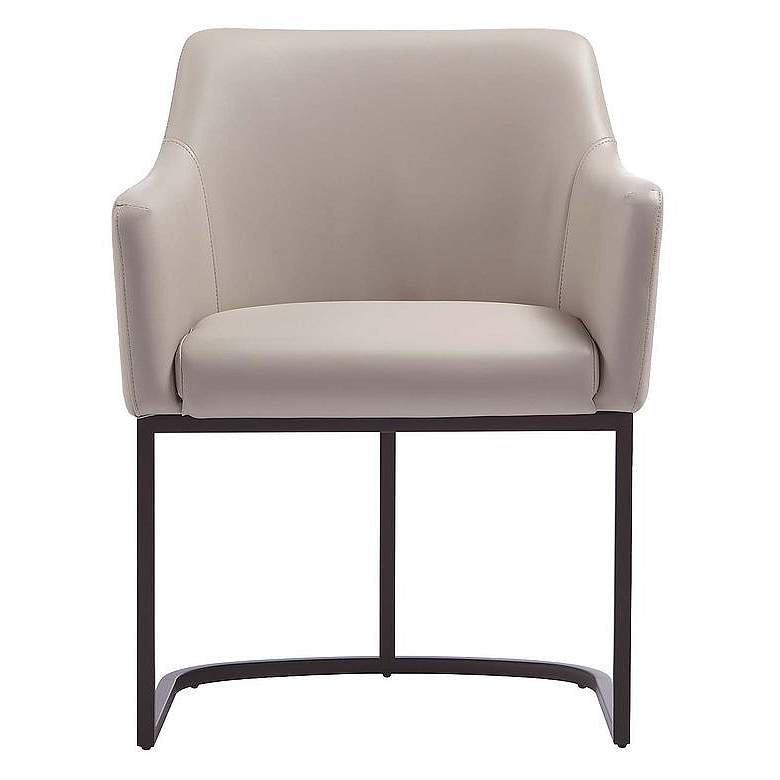 Image 1 Modern Serena Dining Armchair in Leatherette with Steel Legs in Light Grey