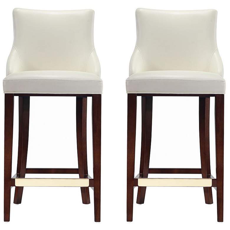 Image 1 Modern Shubert Barstool Upholstered in Ivory Leatherette - Set of 2