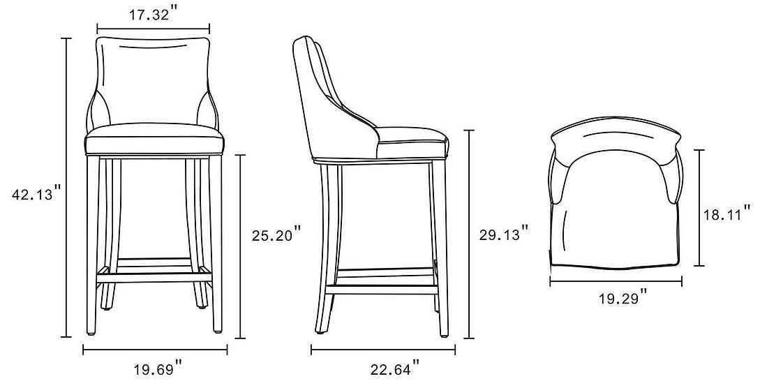 Image 3 Modern Shubert Barstool Upholstered in Ivory Leatherette more views