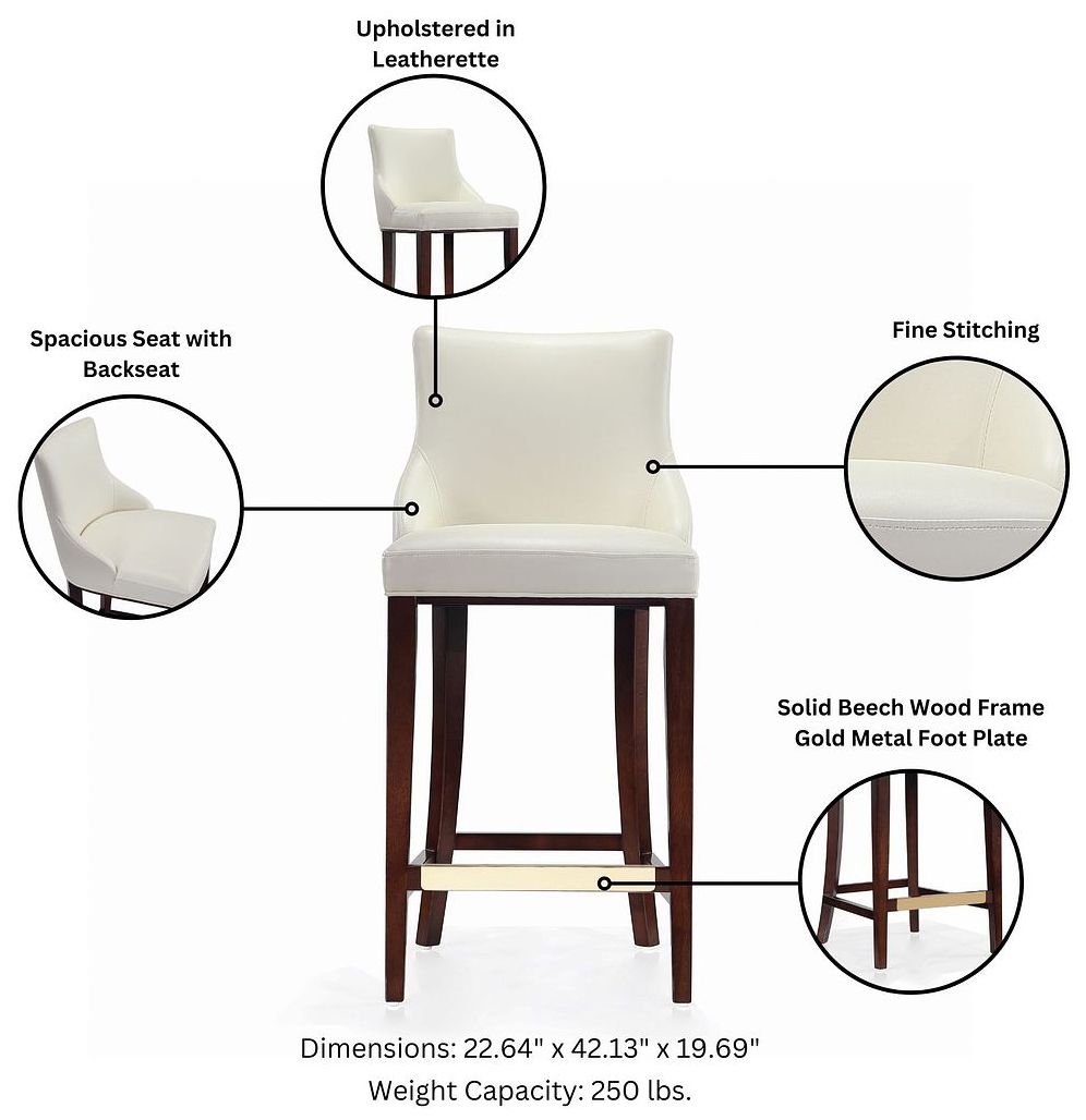 Image 4 Modern Shubert Barstool Upholstered in Ivory Leatherette more views