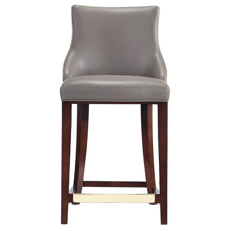 Image 1 Modern Shubert Counter Stool Upholstered in Dark Taupe Leatherette