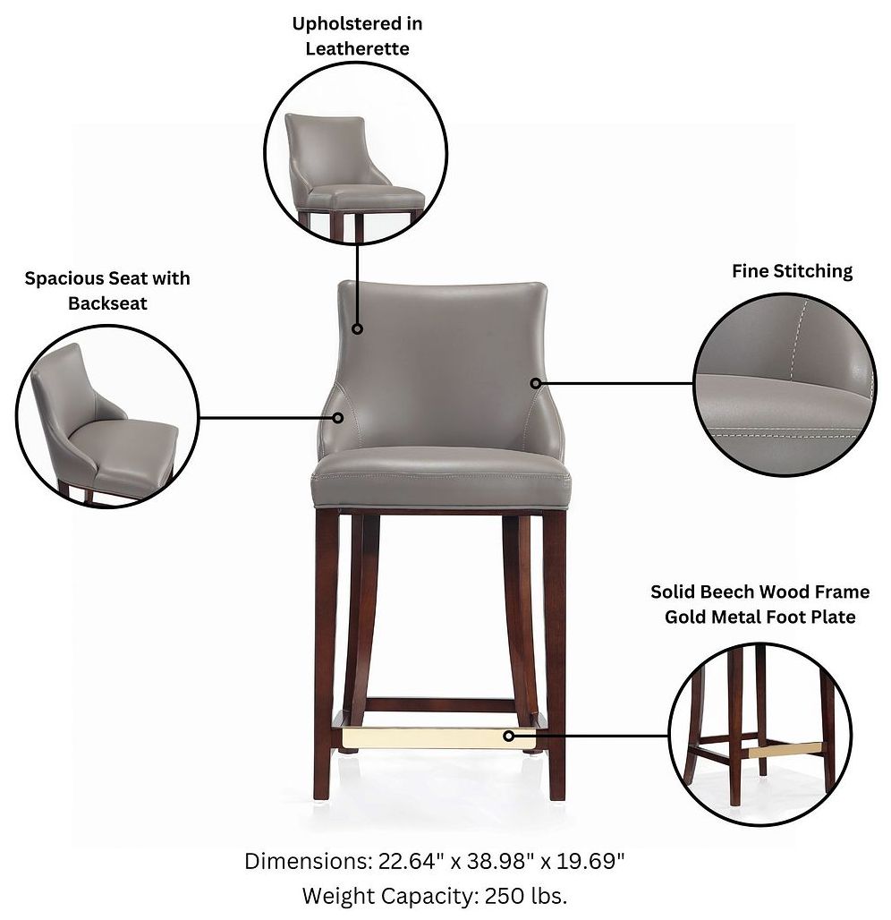 Image 4 Modern Shubert Counter Stool Upholstered in Dark Taupe Leatherette more views