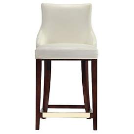 Image1 of Modern Shubert Counter Stool Upholstered in Ivory Leatherette