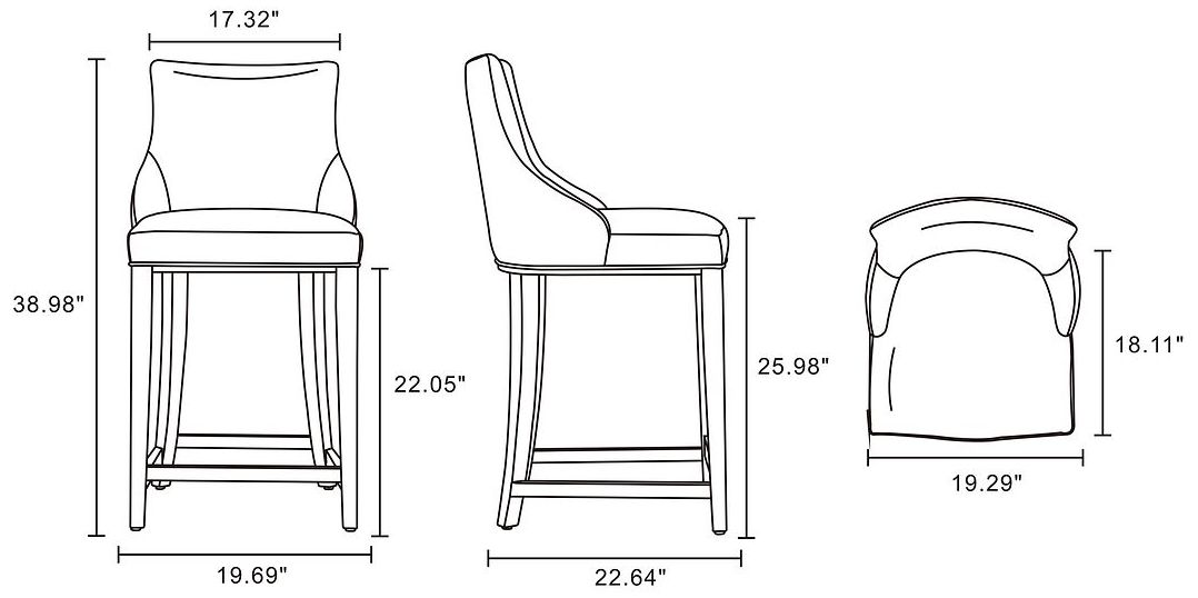 Image 3 Modern Shubert Counter Stool Upholstered in Ivory Leatherette more views