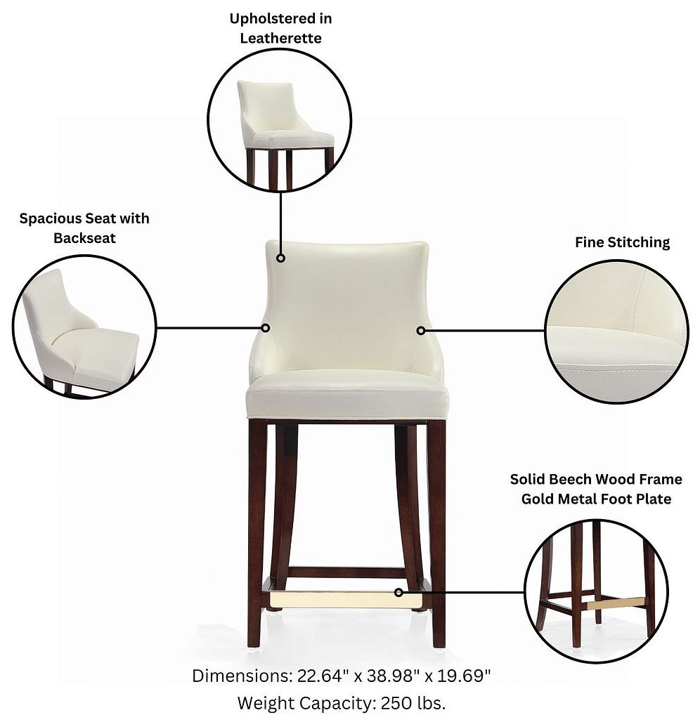 Image 4 Modern Shubert Counter Stool Upholstered in Ivory Leatherette more views