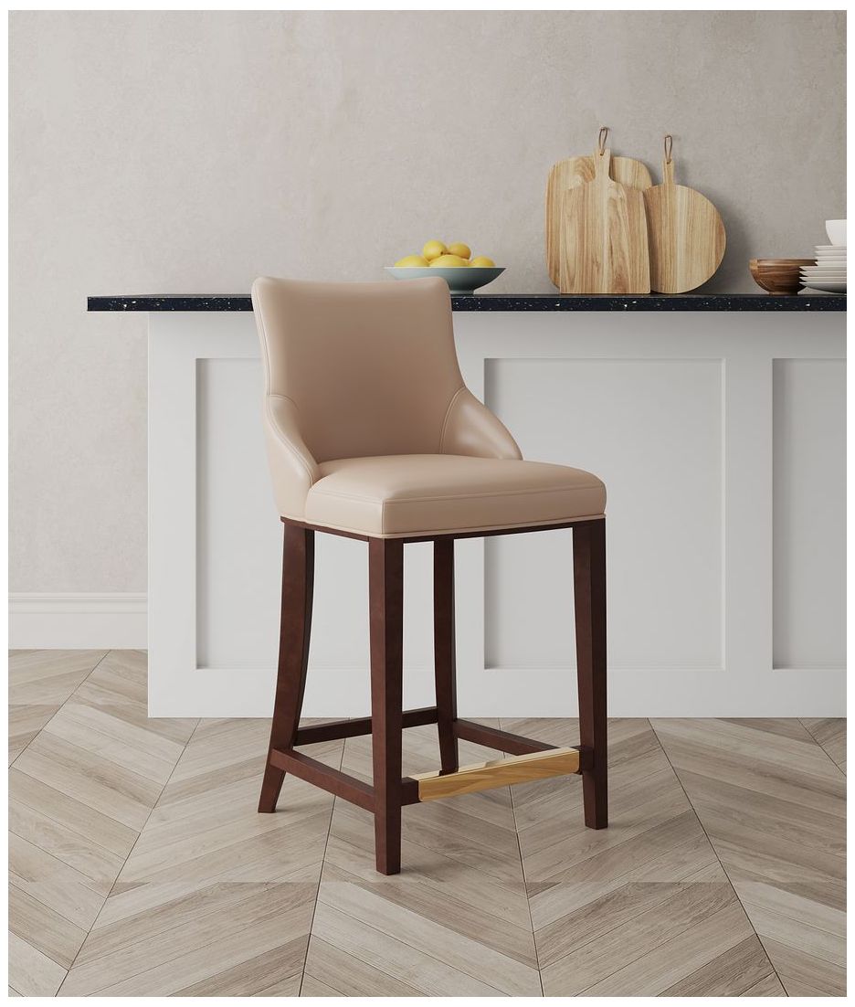 Image 2 Modern Shubert Counter Stool Upholstered in Tan Leatherette more views