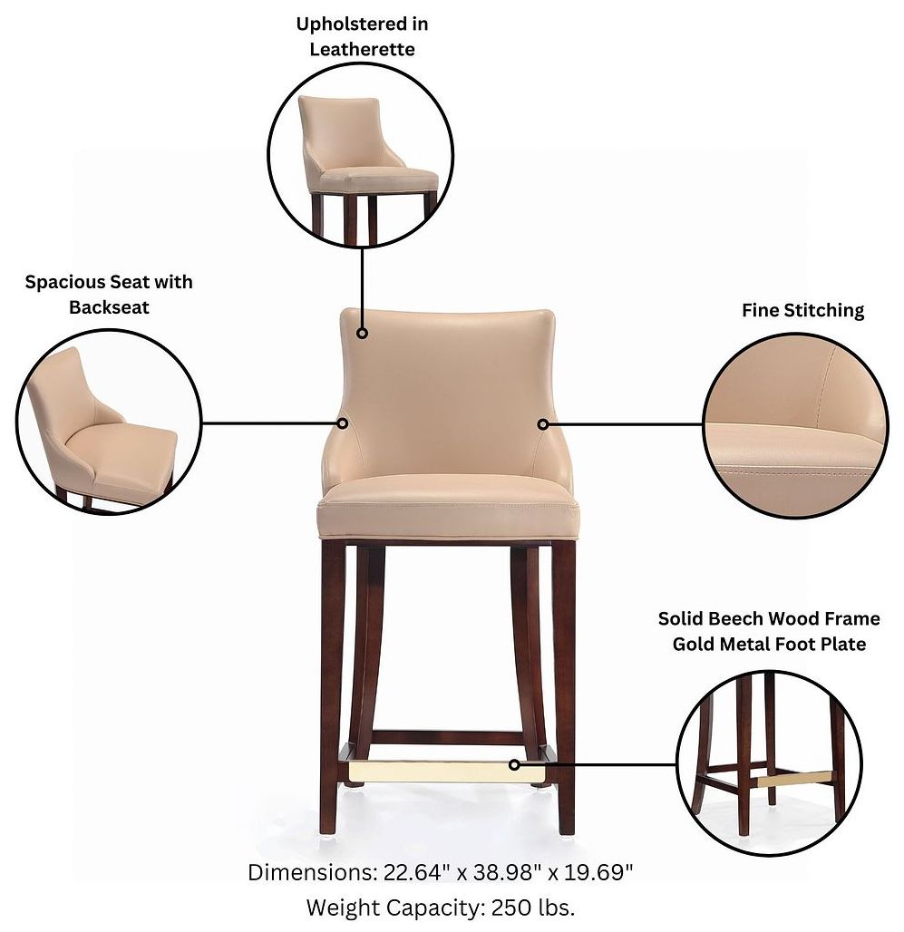 Image 4 Modern Shubert Counter Stool Upholstered in Tan Leatherette more views
