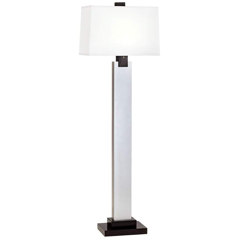 Image 1 Modern Silver Wood Column Floor Lamp
