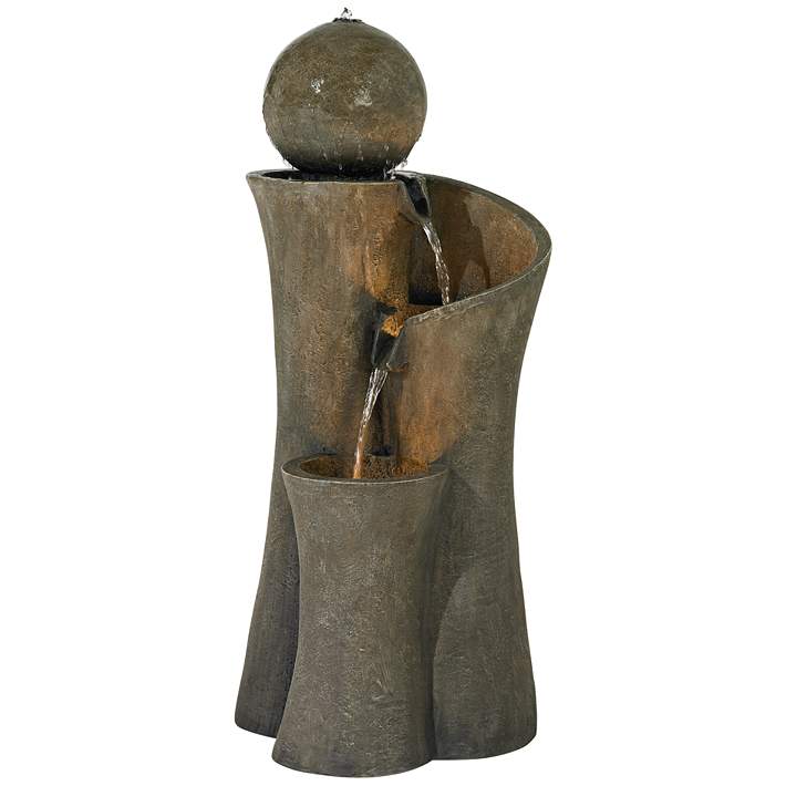 Modern Sphere Curve Cascading 39 1/2" High LED Fountain