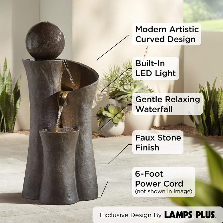 Image 4 Modern Sphere Curve Cascading 39 1/2" High LED Fountain more views