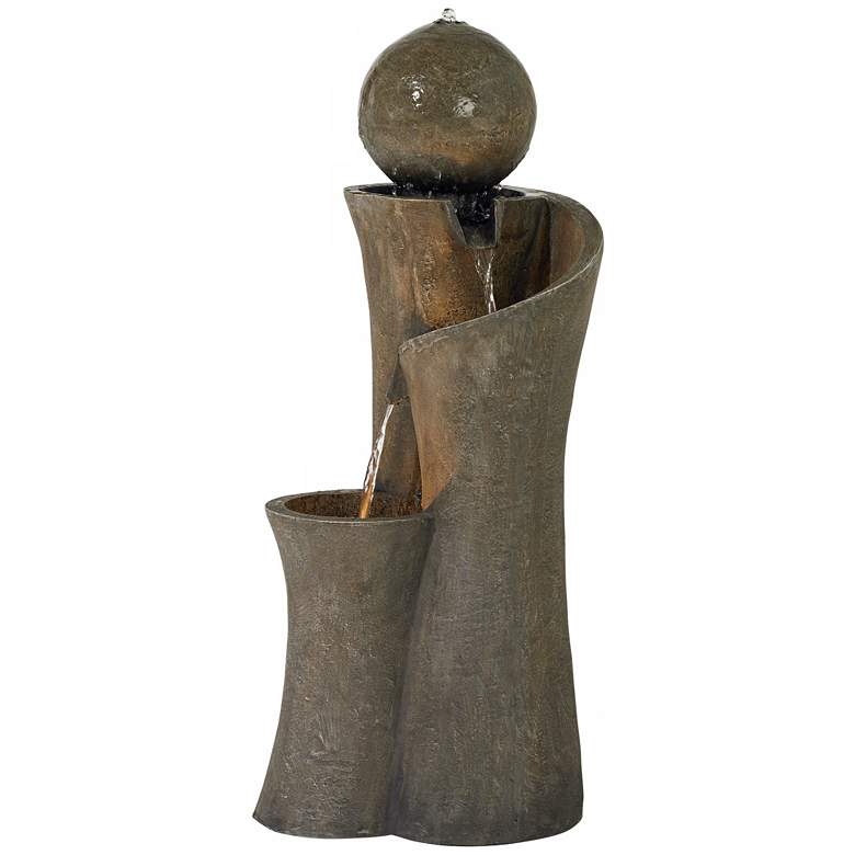 Image 6 Modern Sphere Curve Cascading 39 1/2" High LED Fountain more views