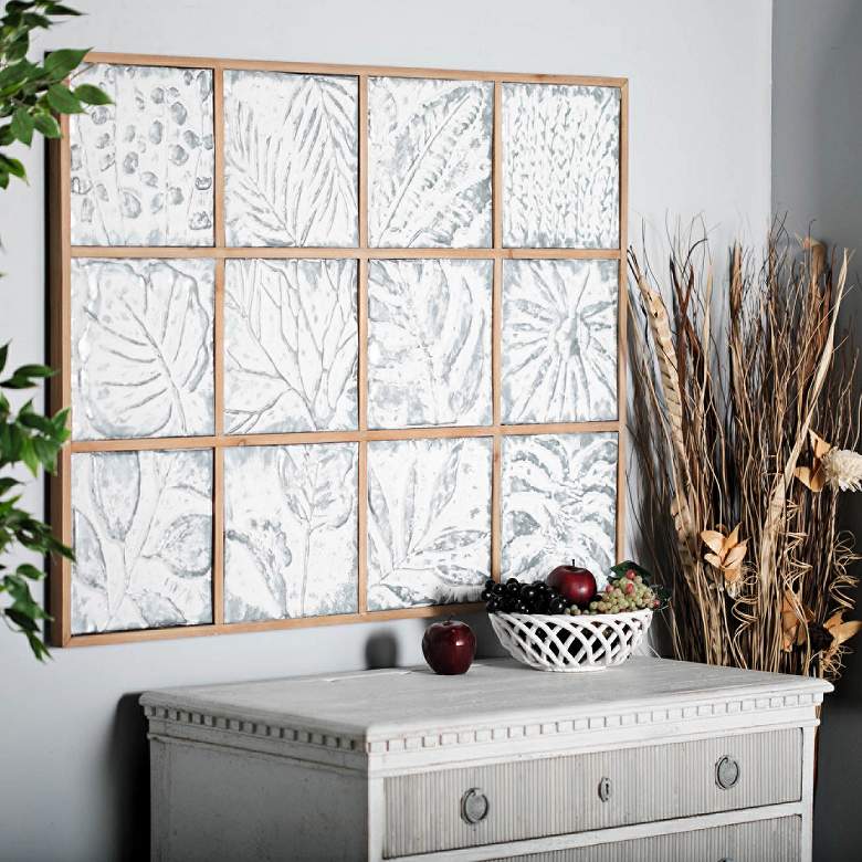 Image 1 Modern Square Leaf 43" Wide Metal Framed Wall Art