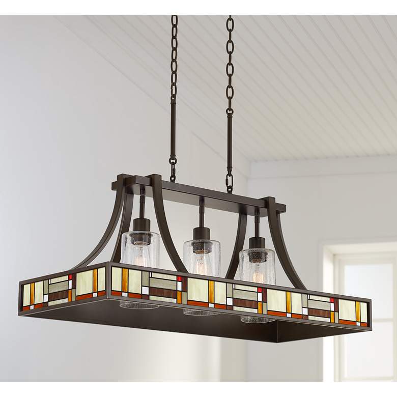 Image 1 Modern Squares 36" Wide Bronze Kitchen Island Light Pendant