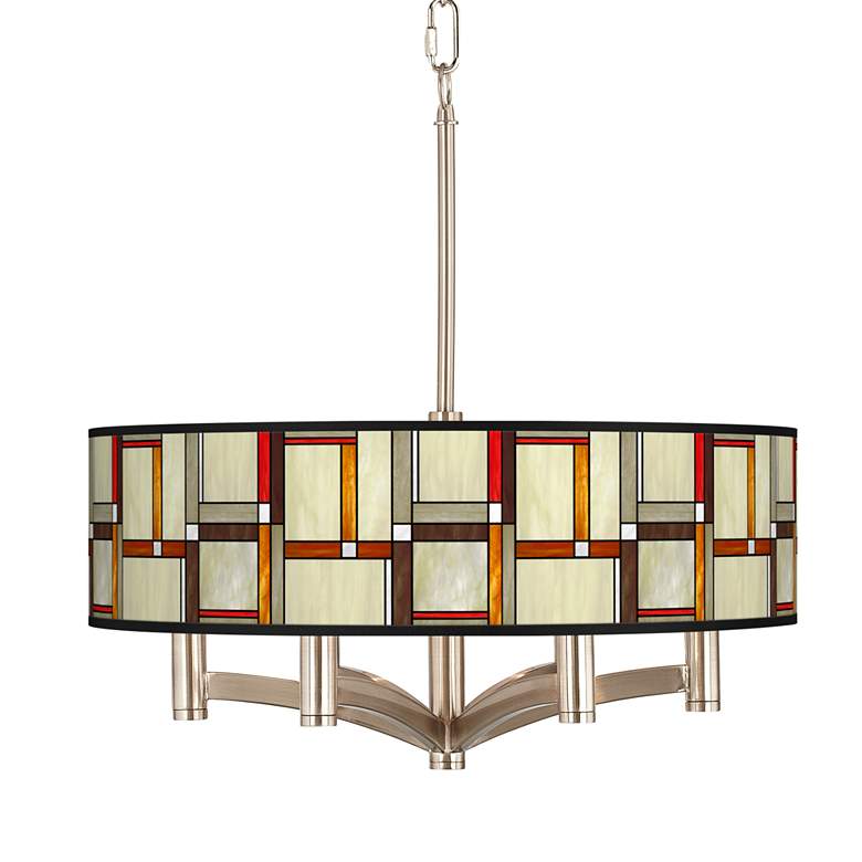 Image 1 Modern Squares Ava 6-Light Nickel Pendant Chandelier