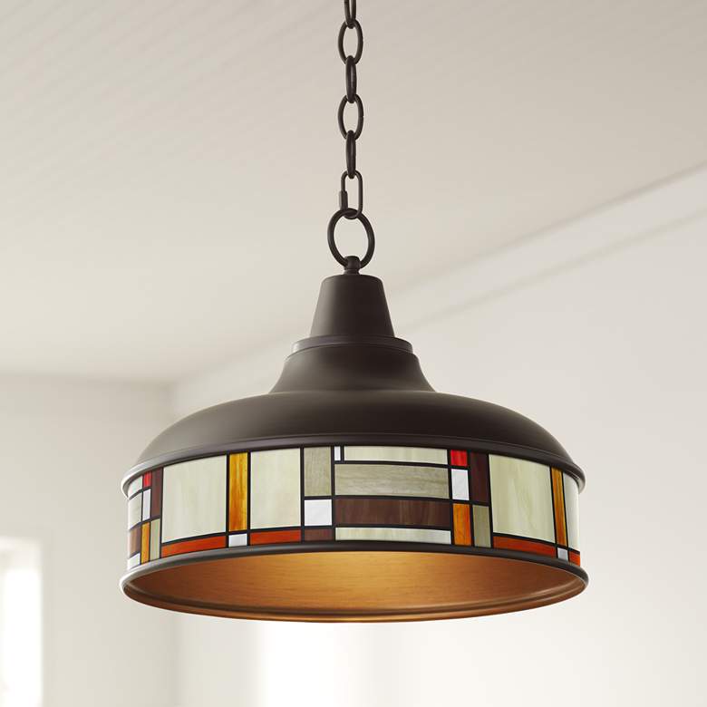 Image 1 Modern Squares Benson 15" Wide Bronze Pendant Light