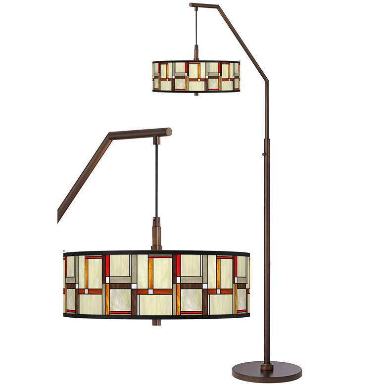 Image 1 Modern Squares Bronze Downbridge Arc Floor Lamp