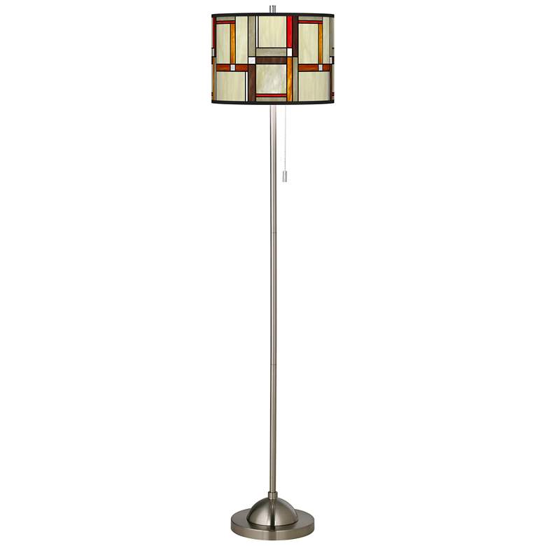 Image 2 Modern Squares Brushed Nickel Pull Chain Floor Lamp