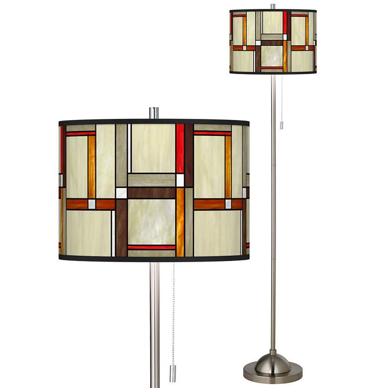 Image 1 Modern Squares Brushed Nickel Pull Chain Floor Lamp