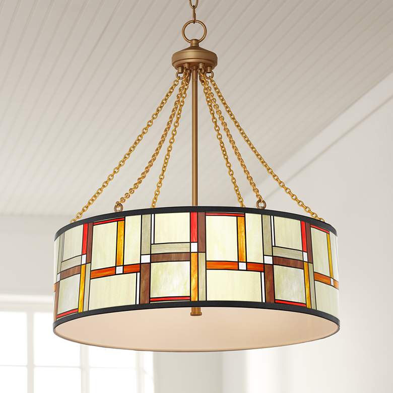 Image 1 Modern Squares Dana Antique Brass Pendant Light