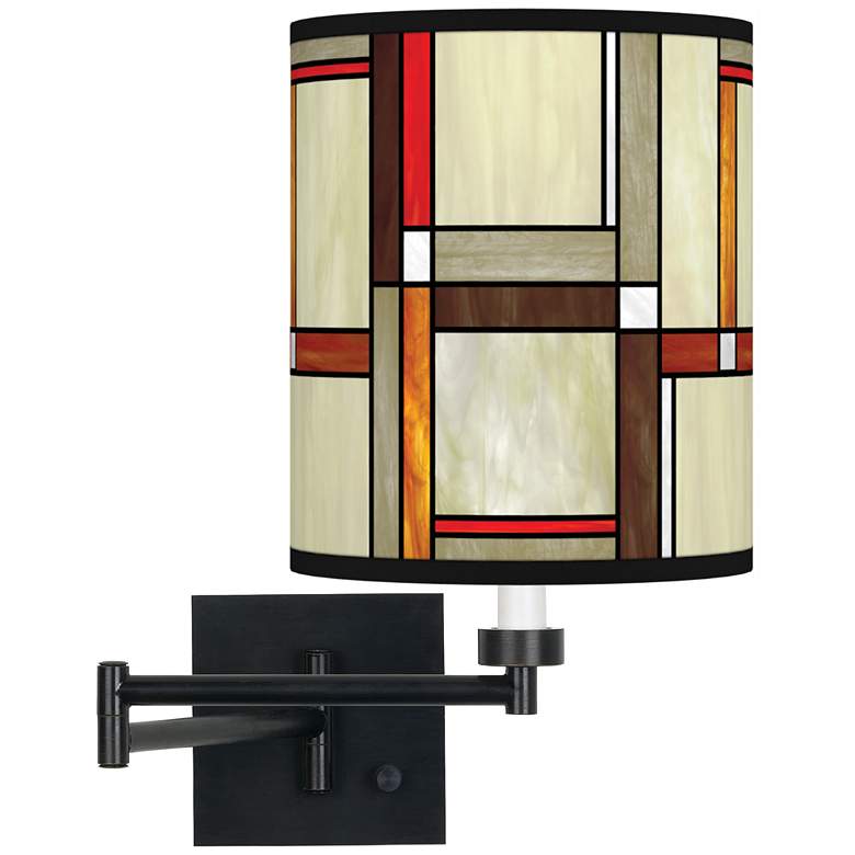 Image 1 Modern Squares Espresso Bronze Swing Arm Plug-In Wall Lamp