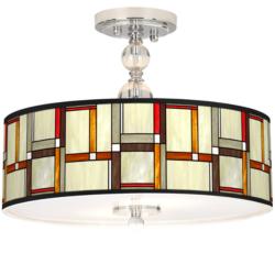 Modern Squares Giclee 16&quot; Wide Semi-Flush Ceiling Light