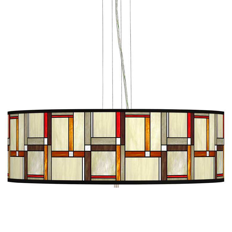 Image 1 Modern Squares Giclee 24 inch Wide 4-Light Pendant Chandelier