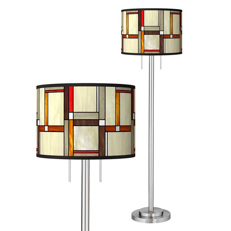 Image 1 Modern Squares Giclee Brushed Nickel Garth Floor Lamp