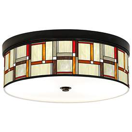 Image1 of Modern Squares Giclee Energy Efficient Bronze Ceiling Light