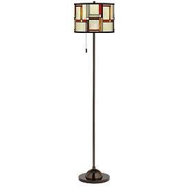 Image2 of Modern Squares Giclee Glow Bronze Club Floor Lamp