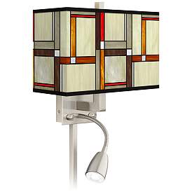 Image1 of Modern Squares Giclee Glow Plug-In Sconce with LED Reading Light