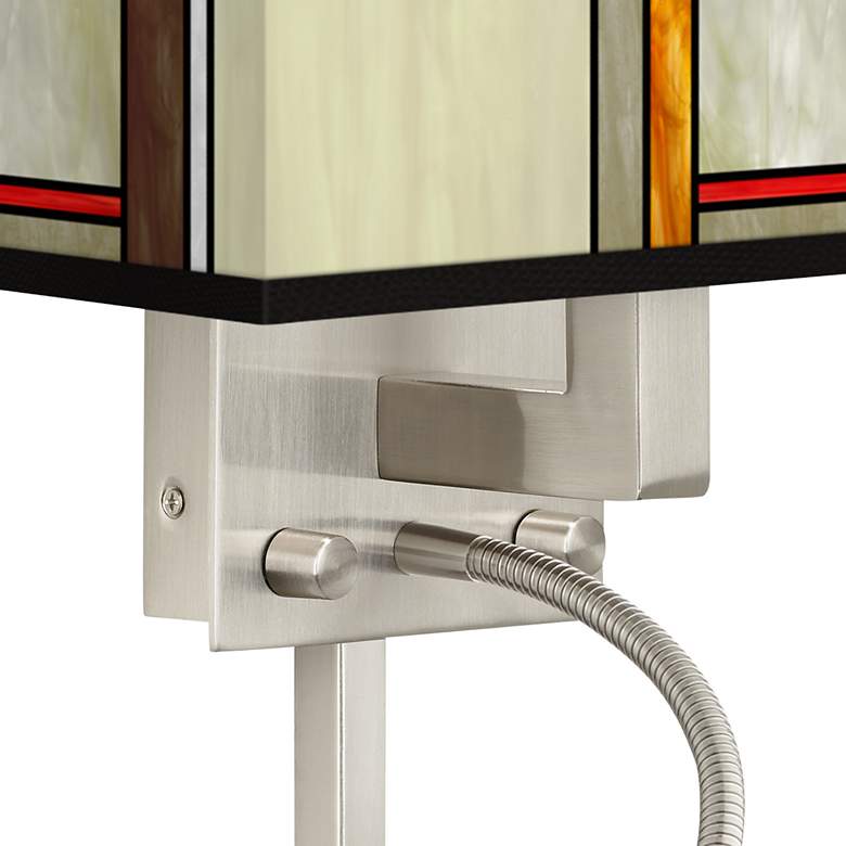 Image 2 Modern Squares Giclee Glow Plug-In Sconce with LED Reading Light more views