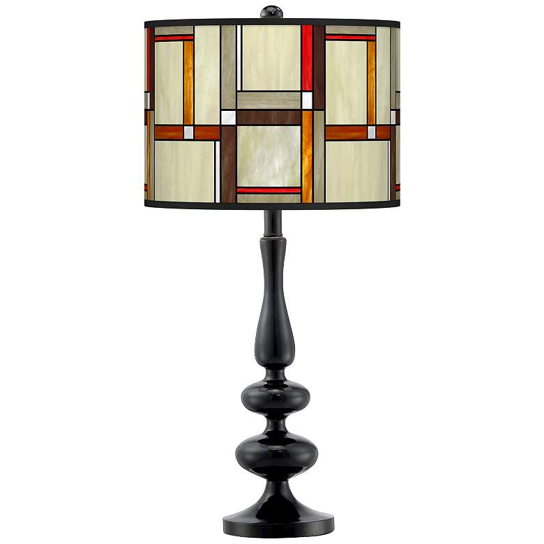 Modern Squares Giclee Paley Black Table Lamp