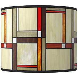 Image1 of Modern Squares Giclee Round Drum Lamp Shade 14x14x11 (Spider)