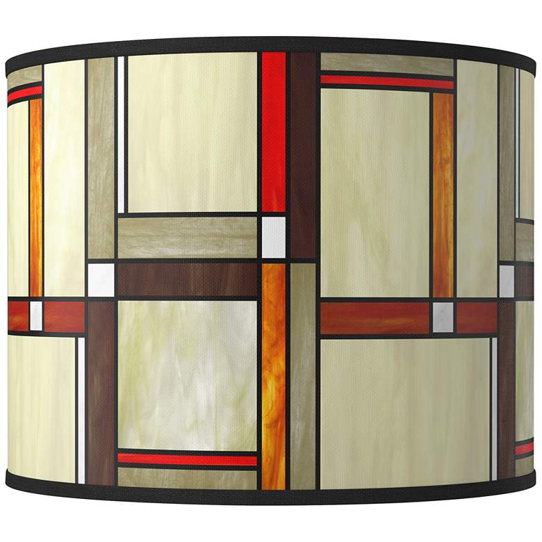 Image 1 Modern Squares Giclee Round Drum Lamp Shade 14x14x11 (Spider)