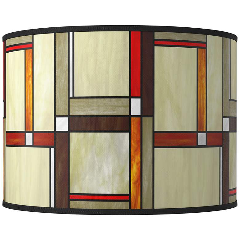 Image 1 Modern Squares Giclee Round Drum Lamp Shade 15.5x15.5x11 (Spider)