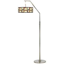 Image2 of Modern Squares Giclee Shade Arc Floor Lamp