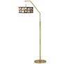 Modern Squares Giclee Warm Gold Arc Floor Lamp