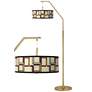 Modern Squares Giclee Warm Gold Arc Floor Lamp